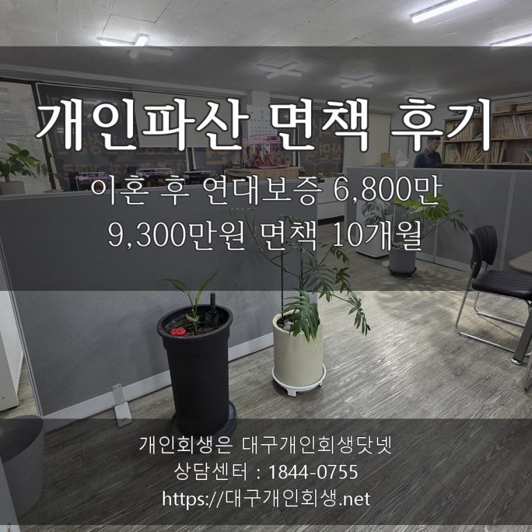 개인파산 면책 후기 - 이혼 후 연대보증 6,800만 포함 9,300만원 면책 10개월