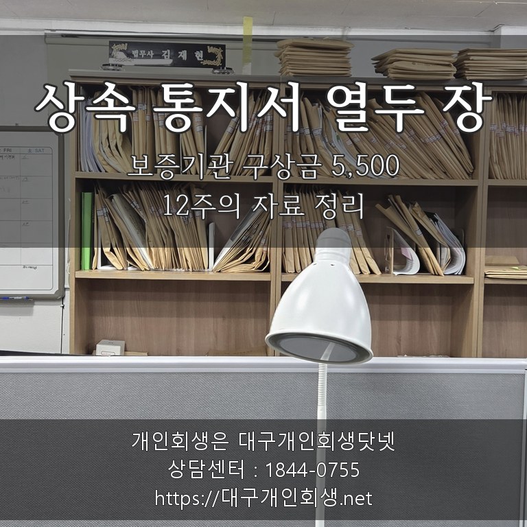 보증기관 구상금 통지서 열두 장 - 12주의 자료 정리