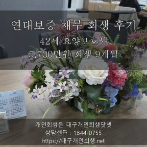 연대보증 채무 회생 후기 - 42세 요양보호사 이혼 후 5,700만원 회생 9개월