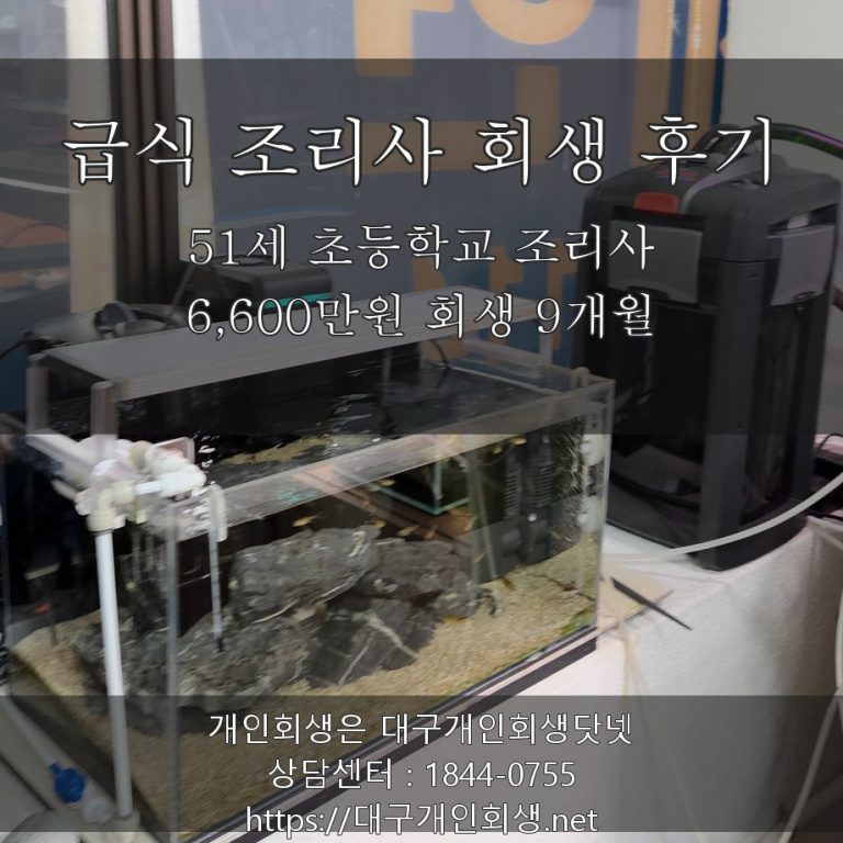 급식 조리사 개인회생 후기 - 51세 무기계약직 남동생 연대보증 6,600만원 회생 9개월