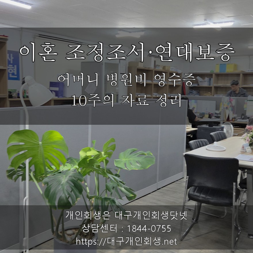 이혼 조정조서와 어머니 병원비 영수증 - 10주의 자료 정리