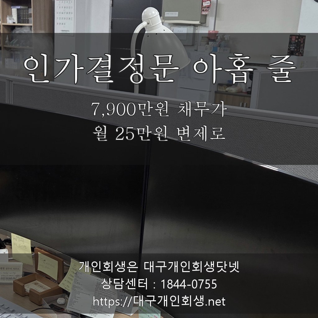 인가결정문 아홉 줄 - 7,900만원 채무가 월 25만원 6년 변제로