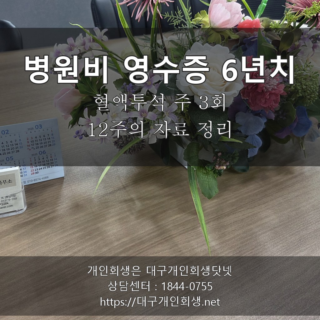 배우자 혈액투석 주 3회 병원비 영수증 6년치 - 12주의 자료 정리