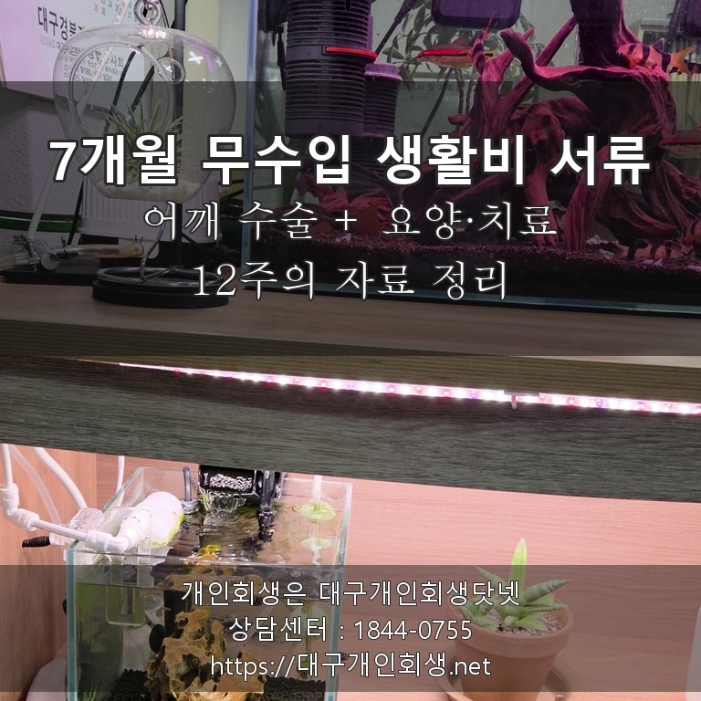 7개월 무수입 생활비 어깨 수술 요양·치료 서류 - 12주의 자료 정리